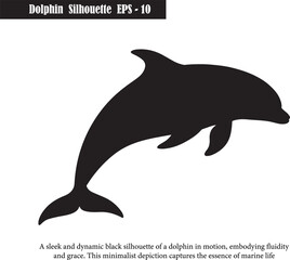 Dynamic Black Dolphin Silhouette in Motion