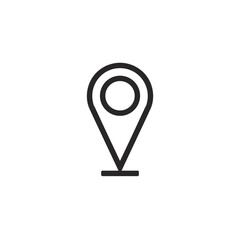 Simple location pin on white, for navigation or maps, with copy space