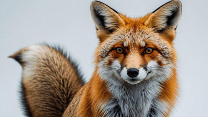 Fototapeta premium Red Fox with Autumn Leaves