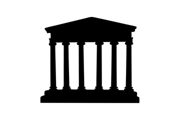 Classical Greek temple silhouette set vector illustration
