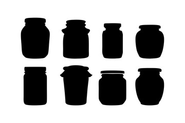 Minimalist jar or container silhouette set vector illustration