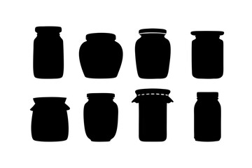 Minimalist jar or container silhouette set vector illustration