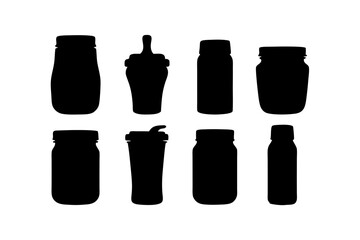 Minimalist jar or container silhouette set vector illustration