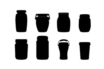 Minimalist jar or container silhouette set vector illustration