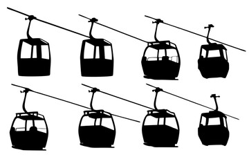 Gondola cable car lift silhouette set vector illustration © Emon