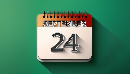 Illustration of paper calendar with date 24 September. Day and month for birthday, anniversary or appointment