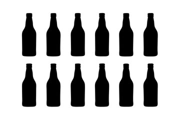Kombucha bottle black silhouette icon set vector illustration