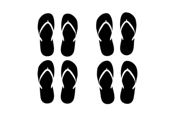 Pair of black flip flops on white background vector illustration