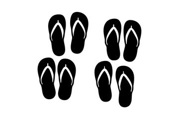 Pair of black flip flops on white background vector illustration