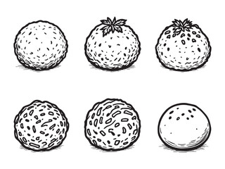 Meatballs line art vector illustration