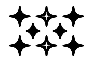 Pointed star shape sparkle silhouette design pack vector illustration