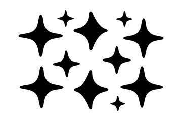 Pointed star shape sparkle silhouette design pack vector illustration