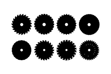 Circular saw blade silhouette collection vector illustration