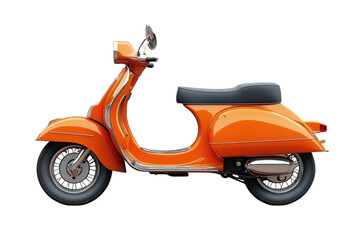 An orange vintage scooter radiating summer vibes and freedom reminiscent of carefree Italian on transparent background