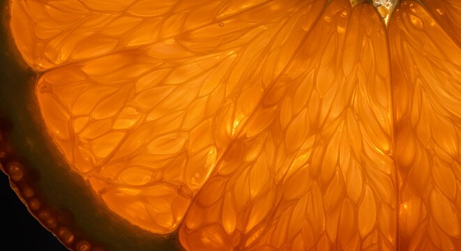 Illuminated Citrus: A Macro View of Orange Segment - Powered by Adobe