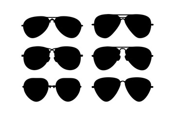 Aviator sunglasses silhouette styles collection vector illustration