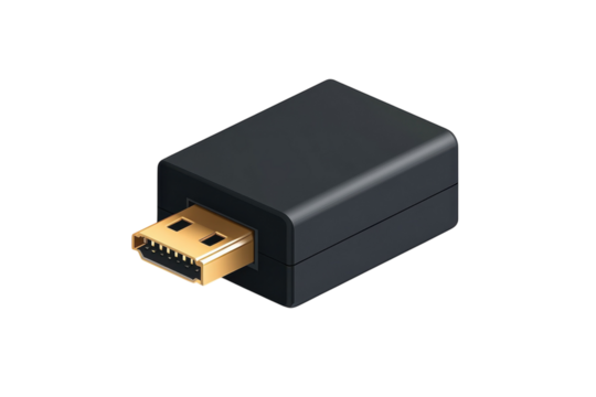 Bridging worlds A sleek black DisplayPort adapter with a golden connector ensuring seamless on transparent background