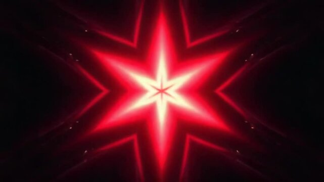 Red and blue abstract design with stars and lines in the center. Kaleidoscope VJ loop