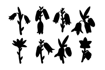 Naklejka premium Yucca flower minimalist silhouette pack vector illustration