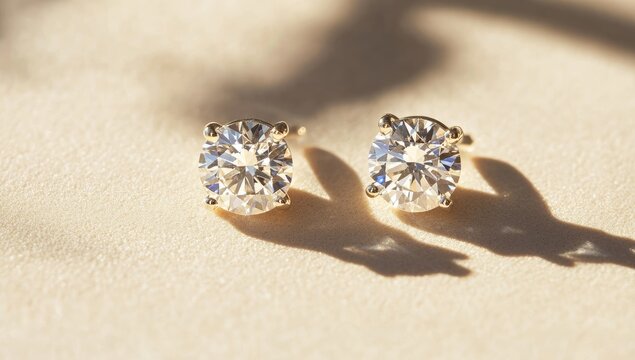 Elegant round diamond stud earrings.  Delicate, sparkling gems, perfect for everyday wear