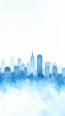 Obraz premium Watercolor City Skyline with Soft Edges and Translucent Colors