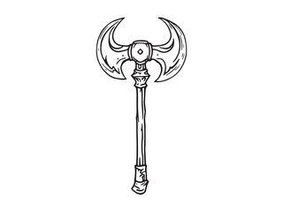 Minotaur Axe line art vector illustration