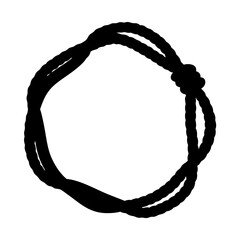 Circular Rope with Knotted Loop Silhouette Vector Illustration