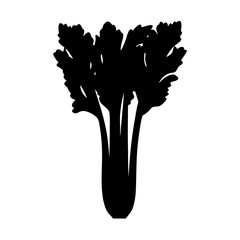 Celery or Leafy Vegetable Icon Isolated Silhouette Vector Illustration