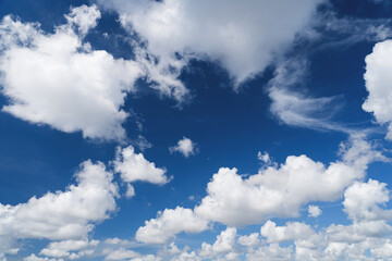 The sky is blue with many clouds