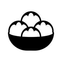 Steamed Buns in Bowl Classic Chinese Silhouette Vector Illustration
