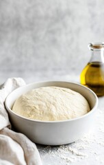 A bowl of risen dough, ready for baking