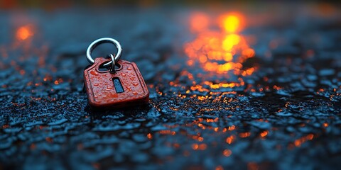 Wet Keyring on Paved Surface