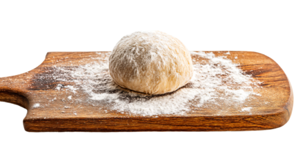 a ball of dough on a wooden board