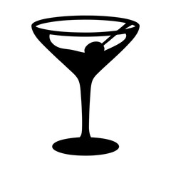 Martini glass with olive silhouette vector illustration
