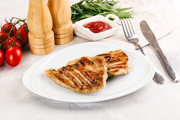 Grilled pork steak with sauce