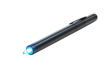 Illuminating the Future A Sleek Black Pen with a Futuristic Blue Light for Precision and on transparent background
