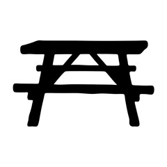 Picnic table solid silhouette icon vector illustration