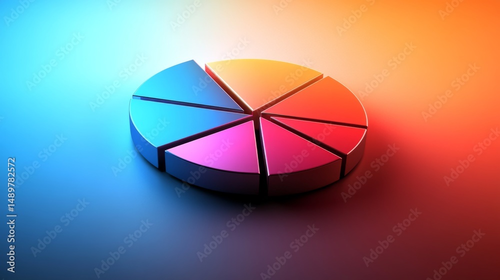 Aufkleber a stunning d pie chart with intricately designed segments, set against a gradient backdrop, emphasiz