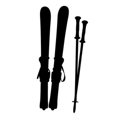 Winter sports equipment silhouette vector illustration