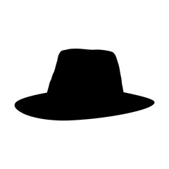 Classic black fedora hat with wide brim vector illustration