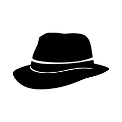 Classic black fedora hat with wide brim vector illustration
