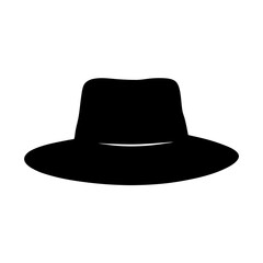 Classic black fedora hat with wide brim vector illustration