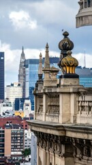 Obraz premium Detailed Architectural Ornamentation On City Skyline Perspective