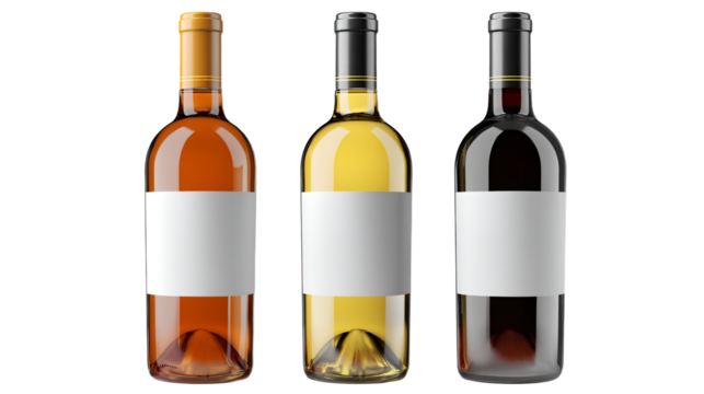three bottles of wine with a blank label