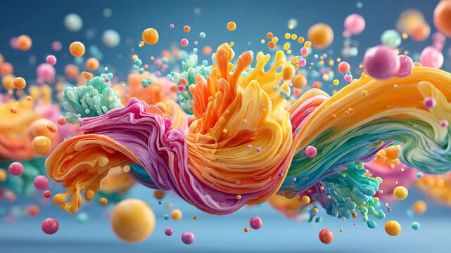 Vibrant splash of colorful paint creating dynamic abstract art.