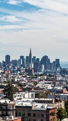 Obraz premium Historic City Skyline with Focus on Older Lower Buildings