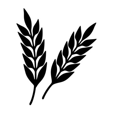 Minimal design of two wheat sprigs in silhouette vector illustration