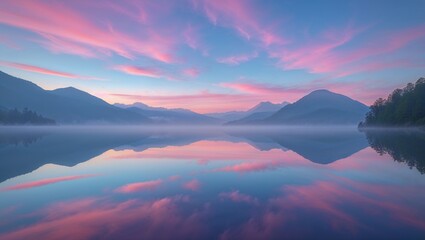 Fototapeta premium Tranquil Mountain Reflection at Dawn
