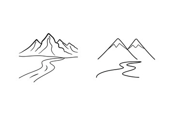 Fototapeta premium Simple black and white mountain landscapes depicting nature and outdoor adventure