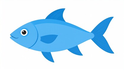 Obraz premium Simple illustration of a cheerful blue fish.